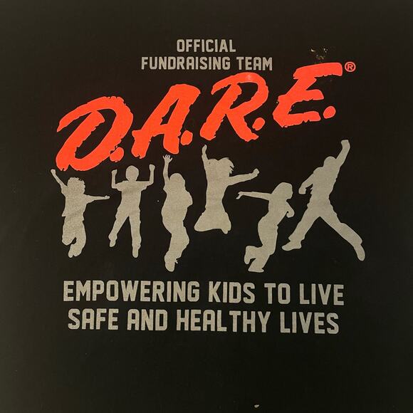 Black D.A.R.E Fundraising Shirt With Children Jumping Vintage Late 90s to Y2K - Picture 3 of 3